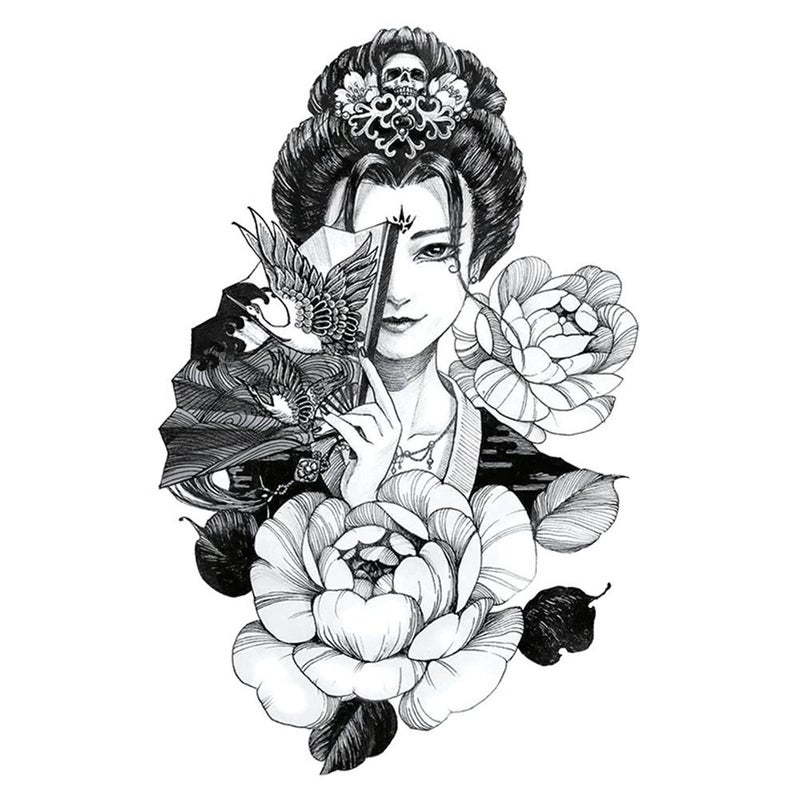 Waterproof temporary tattoo stickers for half-sleeve tattoos, one-time use.